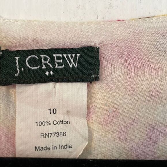 J. Crew pink & cream 100% cotton short twist sleeve floral print top Small - Picture 7 of 9